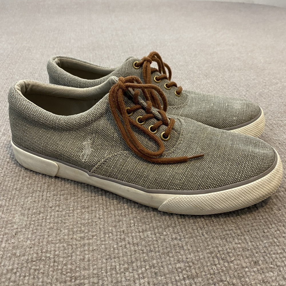Polo Ralph Lauren Forestmont II Shoes Mens Size 10 Gray Burlap Lace Up Sneakers